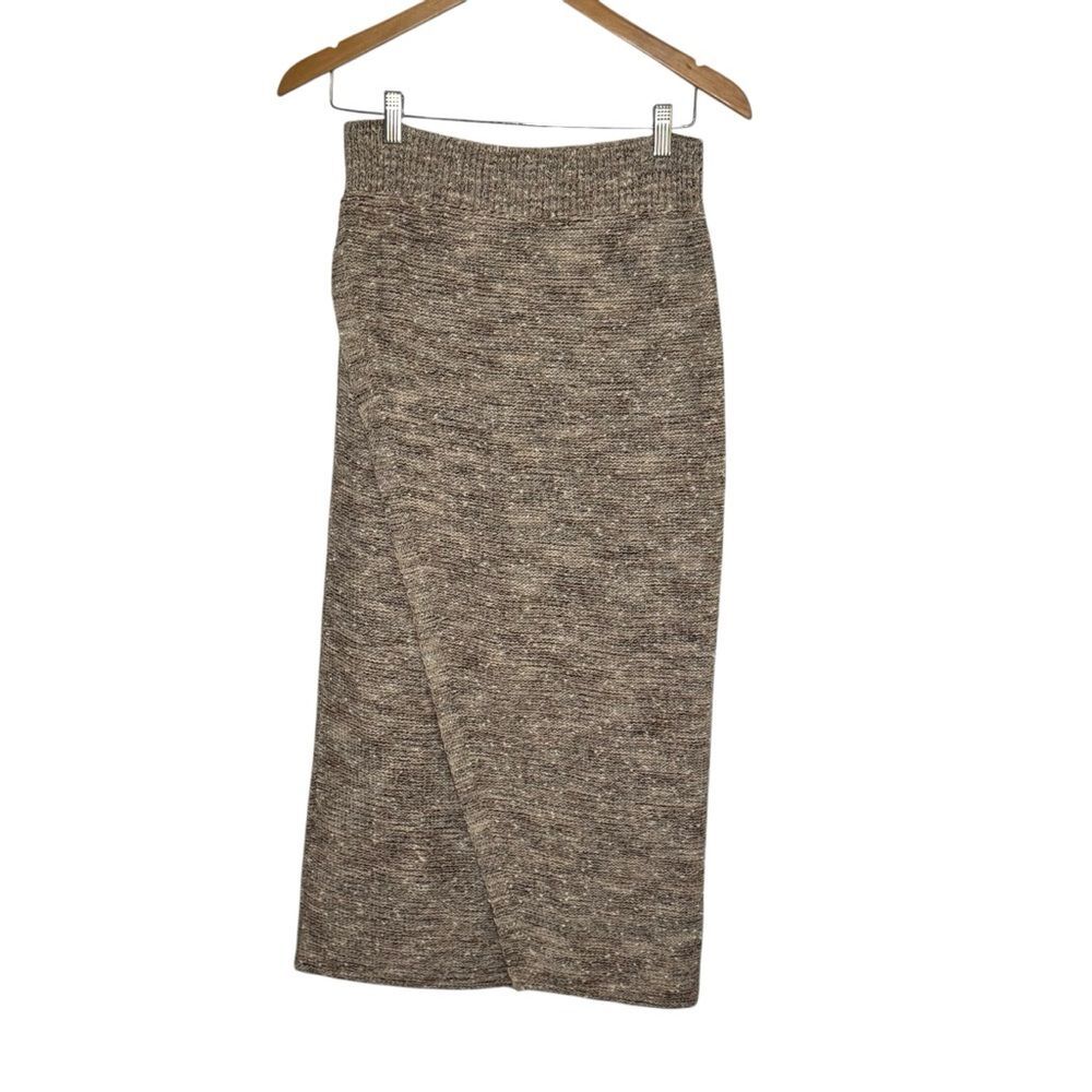 Anthropologie Moth Women's Chunky Knit Maxi Skirt Brown Beige Faux Wrap Size Med